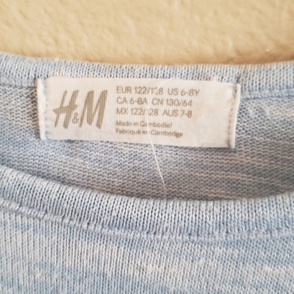 H&M flower blue long sleeve top sz 6-8Y - Picture 4 of 5